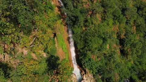 4K Aerial View of Waterfall situated at Devbhoomi Rishikesh, Uttarakhand, India. Stock Footage 134259253