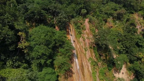 4K Aerial View of Waterfall situated at Devbhoomi Rishikesh, Uttarakhand, India. Stock Footage 134259480