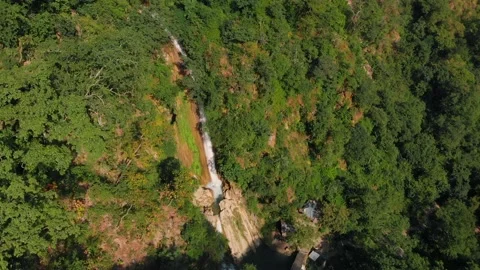 4K Aerial View of Waterfall situated at Devbhoomi Rishikesh, Uttarakhand, India. Stock Footage 134259699