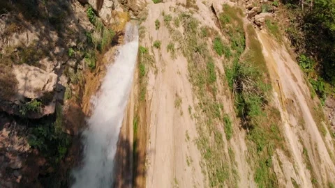 4K Aerial View of Waterfall situated at Devbhoomi Rishikesh, Uttarakhand, India. Stock Footage 134261968