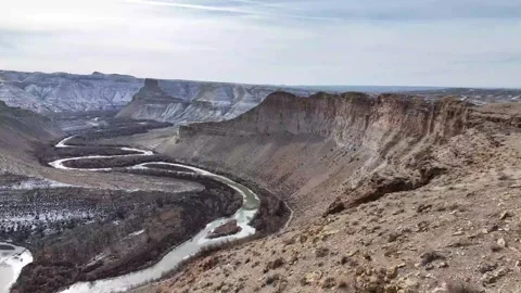 4K Aerial view of White River Canyon in winter. Stock Footage 317716044