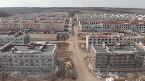 4k Aerial view of working Construction site Large construction site including Stock Footage 130557766