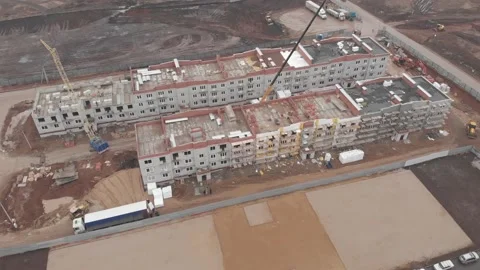 4k Aerial view of working Construction site Large construction site including Stock Footage 130558483