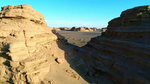 4K Aerial View Of Yadan Devil City In Dunhuang,Gansu,China,Asia. Stock Footage 143175318