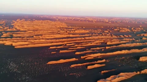 4K Aerial View Of Yadan Devil City In Dunhuang,Gansu,China,Asia. Stock Footage 143177068