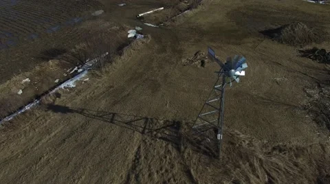 4k aerial windmill closeup Stock Footage 61414867