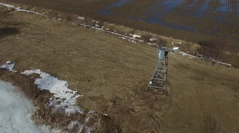 4k aerial windmill rotating view Stock Footage 61415506