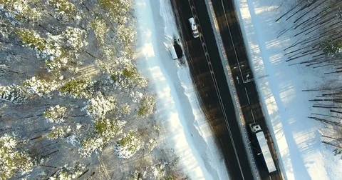 4K Aerial winter view of ringroad in Latvia, Ulbroka 動画素材 72261379