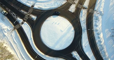 4K Aerial winter view of ringroad in Latvia, Ulbroka Stock Footage 72261585