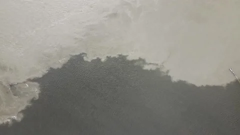 4K Aerial/Drone Top-down view of Turbulent River Water Stock Footage 238690162