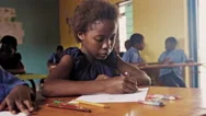 4K Of African School Children/ Pupils Drawing In Art Class. Stock Footage