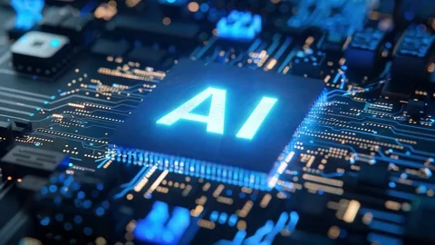 4K AI Central Processor Chip Graphic On Printed Circuit Board Loop Stock Footage 339267546