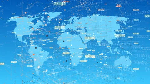 4k AI,The Matrix style binary code,World connections with lines path,global map Stock Footage 97424487