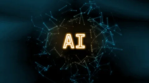 4K AI text on Network nodes with glowing dots and lines moving smoothly. Stock Footage 108980785
