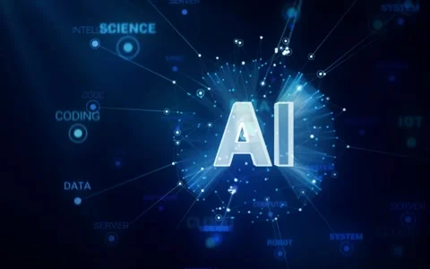 4K AI Typography Glass Texture And Digital Data Network Loop Video stock 339267571