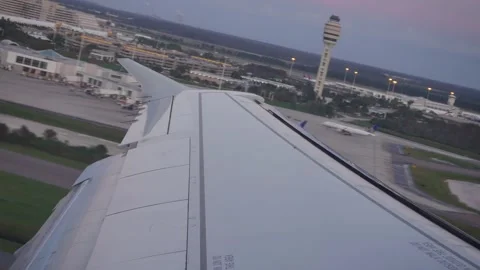 4K Aircraft Window View Takeoff or Landing at Miami Airport Stock Footage 327408620
