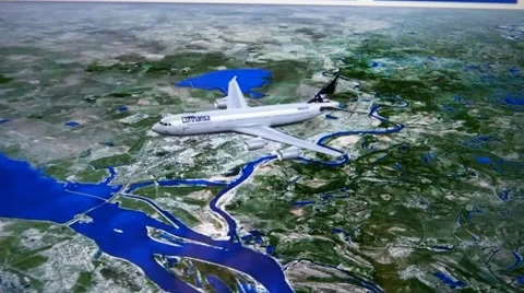 4k airplane model 3d render flying map a... | Stock Video | Pond5