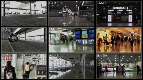 4K Airport Inner Zone Security Camera System  Video stock 75444275