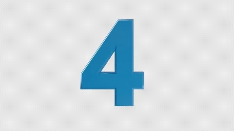 4K Alpha Blue Number 4 3D Text Pop Up Animation Stock Footage 335691875