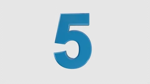 4K Alpha Blue Number 5 3D Text Pop Up Animation Stock Footage 335691894