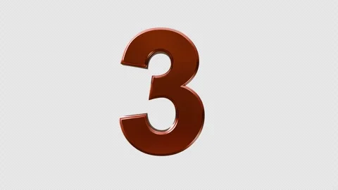 4K Alpha Bronze Number 3 3D Text Pop Up Animation Stock Footage 335691899