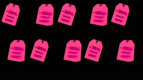 4K. Alpha channel 2d flat Set of swing tags animation template discounts 10% 15 Stock Footage 124224959