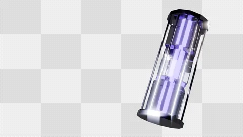 4K Alpha - Energy-dense Vertical Quantum Server Module - Glass Cylinder with ... Stock Footage 332838714