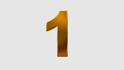4K Alpha Gold Number 1 3D Text Pop Up Animation Stock Footage 335691881