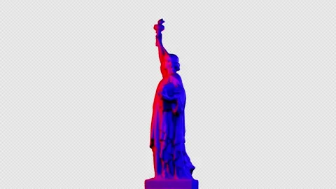 4K Alpha - July 4th - USA - Liberty Statue - 3D - Red Blue - Perfect Loop Stock Footage 272161900
