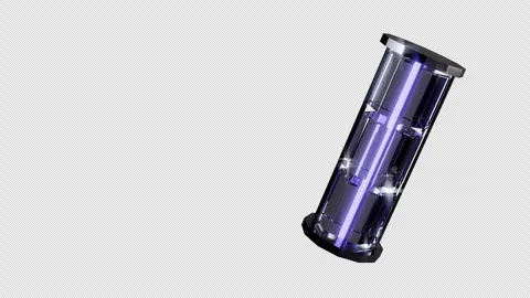 4K Alpha - Kinetic Vertical Quantum Server Module - Glass Cylinder with Energ... Stock Footage 332839832