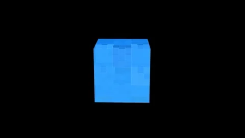 4K Alpha ProRes 4444 - Crystal Ice Blue Fractal Shatter and Reset Stock Footage 331541398