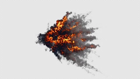 4K Alpha Realistic aerial explosion with smoke for ship or plane Stock Footage 265852944
