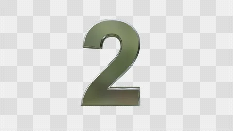 4K Alpha Silver Number 2 3D Text Pop Up Animation Stock Footage 335691906