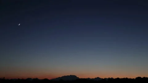 4k Amazing Moon Timelapse with Mountains Panorama at Sunset Stock Footage