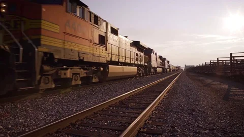 4k American Cargo Train at Sunset Stock Footage 78885748