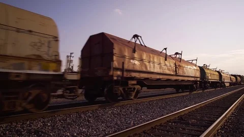 4k American Cargo Train at Sunset Stock Footage 78894170
