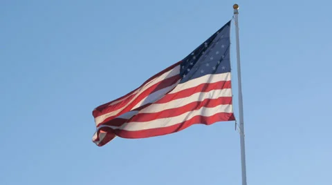 4K, American Flag Back-Lit By Morning Sun Video stock 39639242