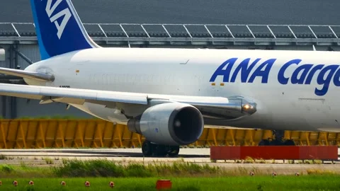 4K ANA Cargo Boeing 767-300BCF Lineup at Narita International Airport Japan Stock Footage 338039636