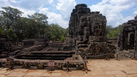 4K, Ancient architecture statues. Heritage of Khmer Empire at Siem Reap.-Dan Stock Footage 119057634