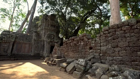 4K, Ancient monument ruins of Ta Phrom temple. Cambodia Angkor Thom complex.-Dan Stock Footage 119059883