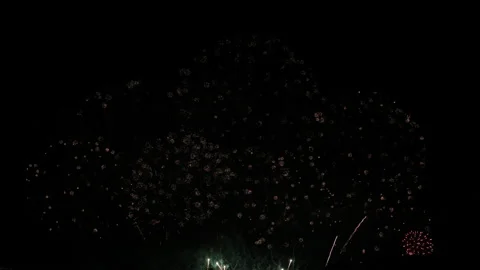 4k and close up real firework with different color on dark background Stock Footage 145262290