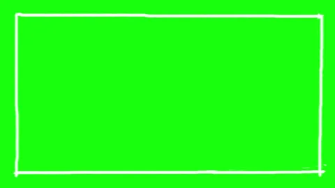4K and square Hand-drawn doodle frames, cute white frame on green background Stock Footage 282690617