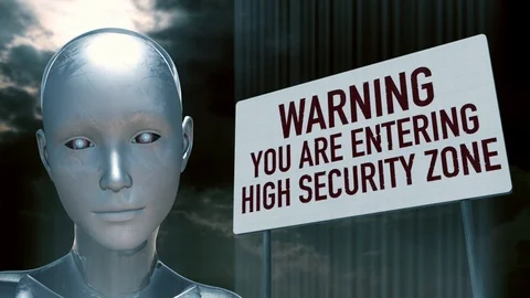 4K Android Artificial Intelligence High Security Zone Warning 3 스톡 동영상 103579588