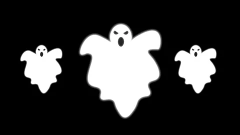 4k animated cartoon ghost characters black and white theme Stock Footage 288871968