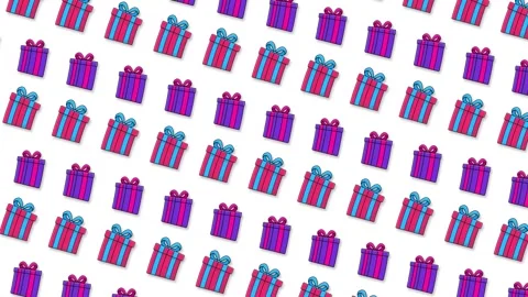 4K Animated Cartoon Gift Boxes Pattern Background Stock Footage 273938626