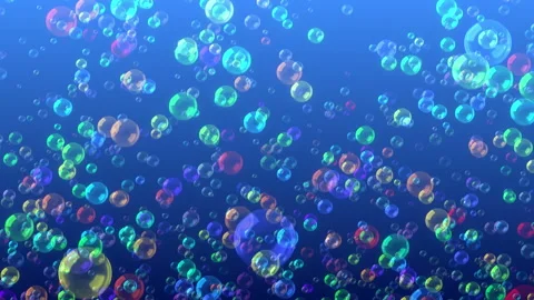 4k Animated Colorful Bubbles Blue Background Video stock 113460140