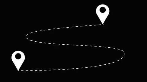 4K Animated Dashed Route with Start and Destination Map Pins. Stock Footage 340183813