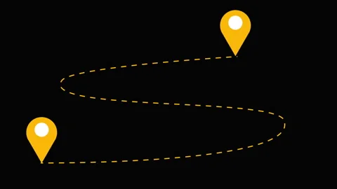 4K Animated Dashed Route with Start and Destination Map Pins. Stock Footage 340183816