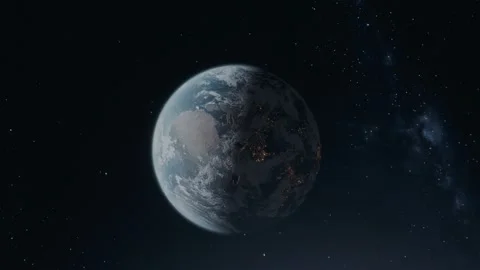 4K animated Earth floating in space with a glowing atmosphere Video stock 300509172