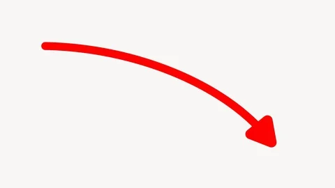 4K Animated Fall Down RED and black arrow, dotted and solid line. Recession, Stock Footage 128750040